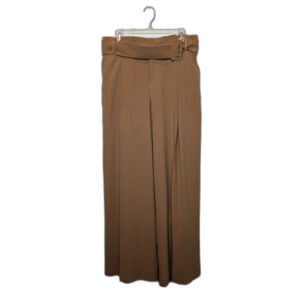 Eloquii Womens Tan Dress Pants Sz 14 High Waisted Belted Paperbag Style Classic